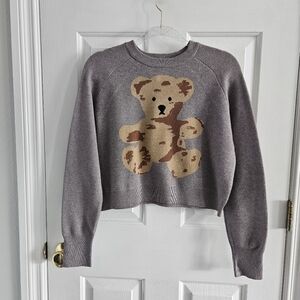 NWOT Hippie Rose Knit Teddy Bear Cropped Sweater